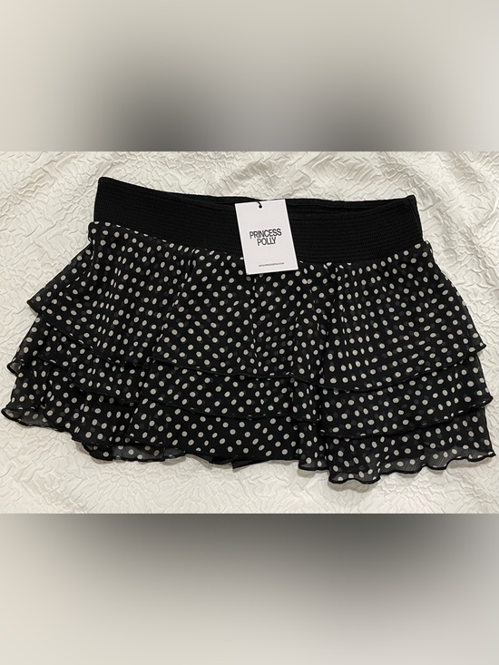 Princess Polly Pants - Princess Polly Ready To Party Frill Skort Black Polka Dot Size 8
